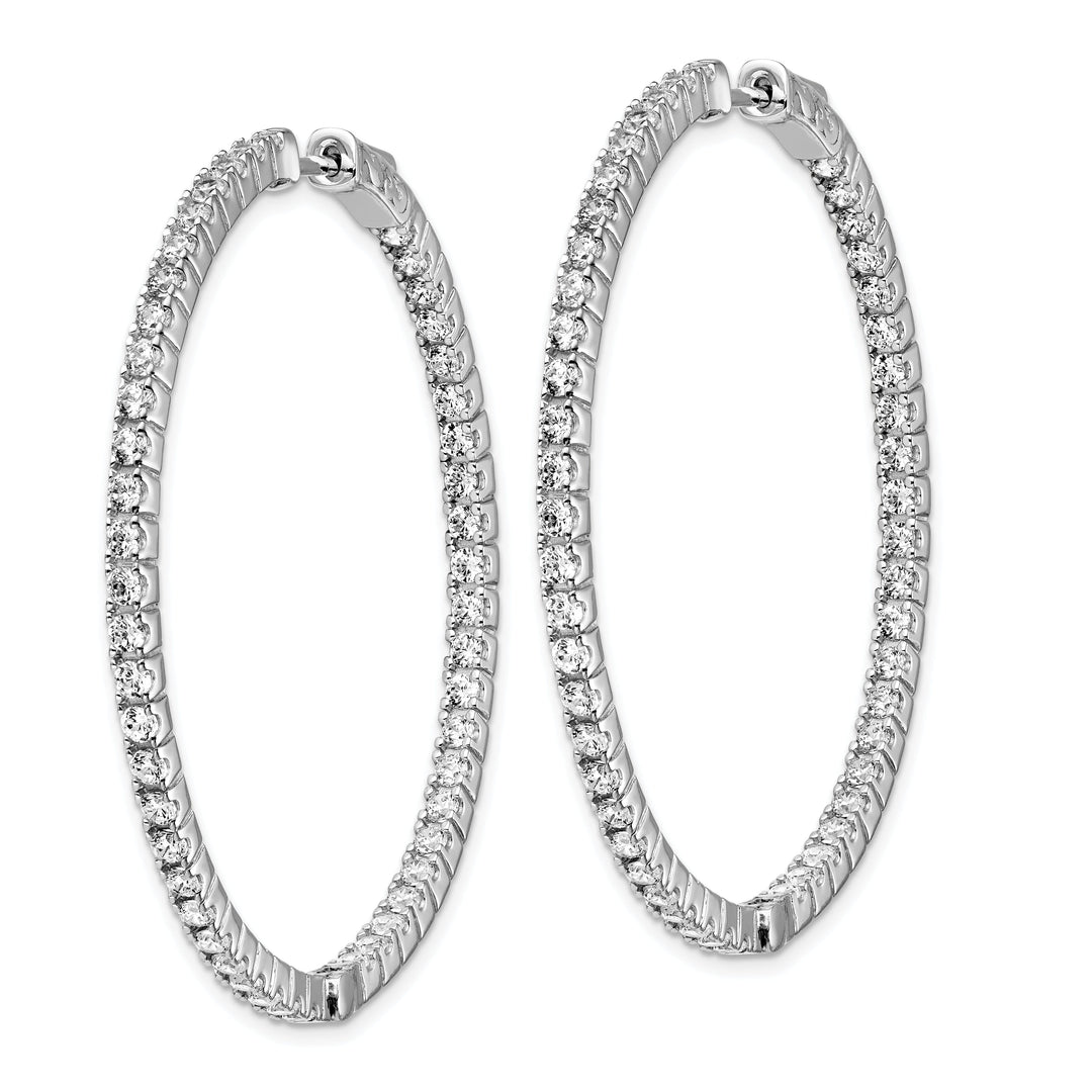 Sterling Silver CZ In and Out Hoop Earrings