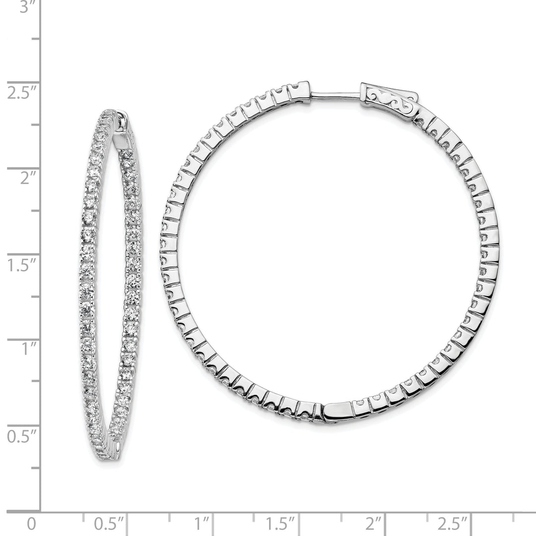 Sterling Silver CZ In and Out Hoop Earrings