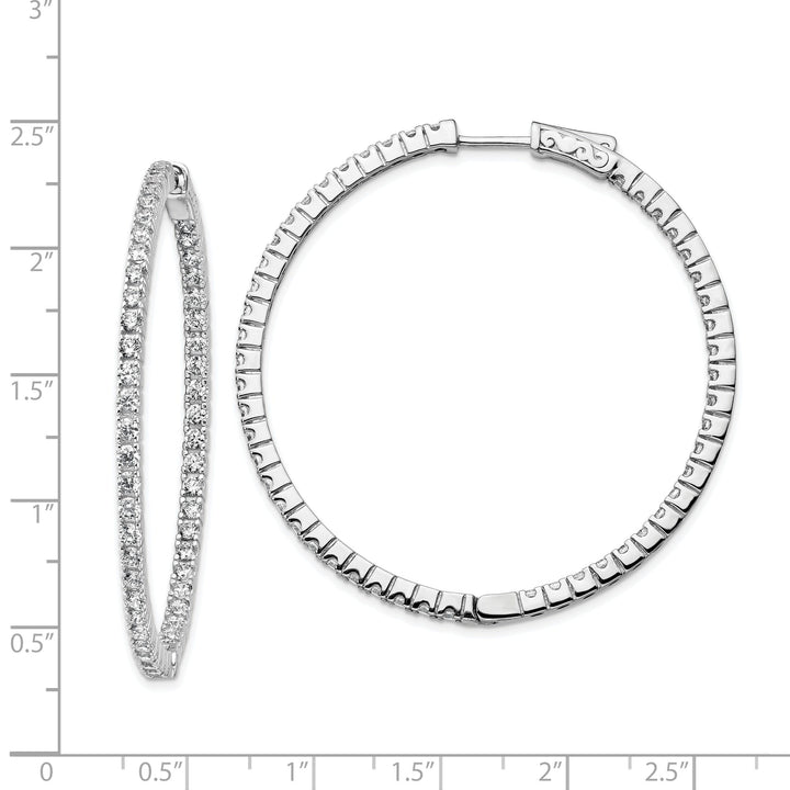 Sterling Silver CZ In and Out Hoop Earrings