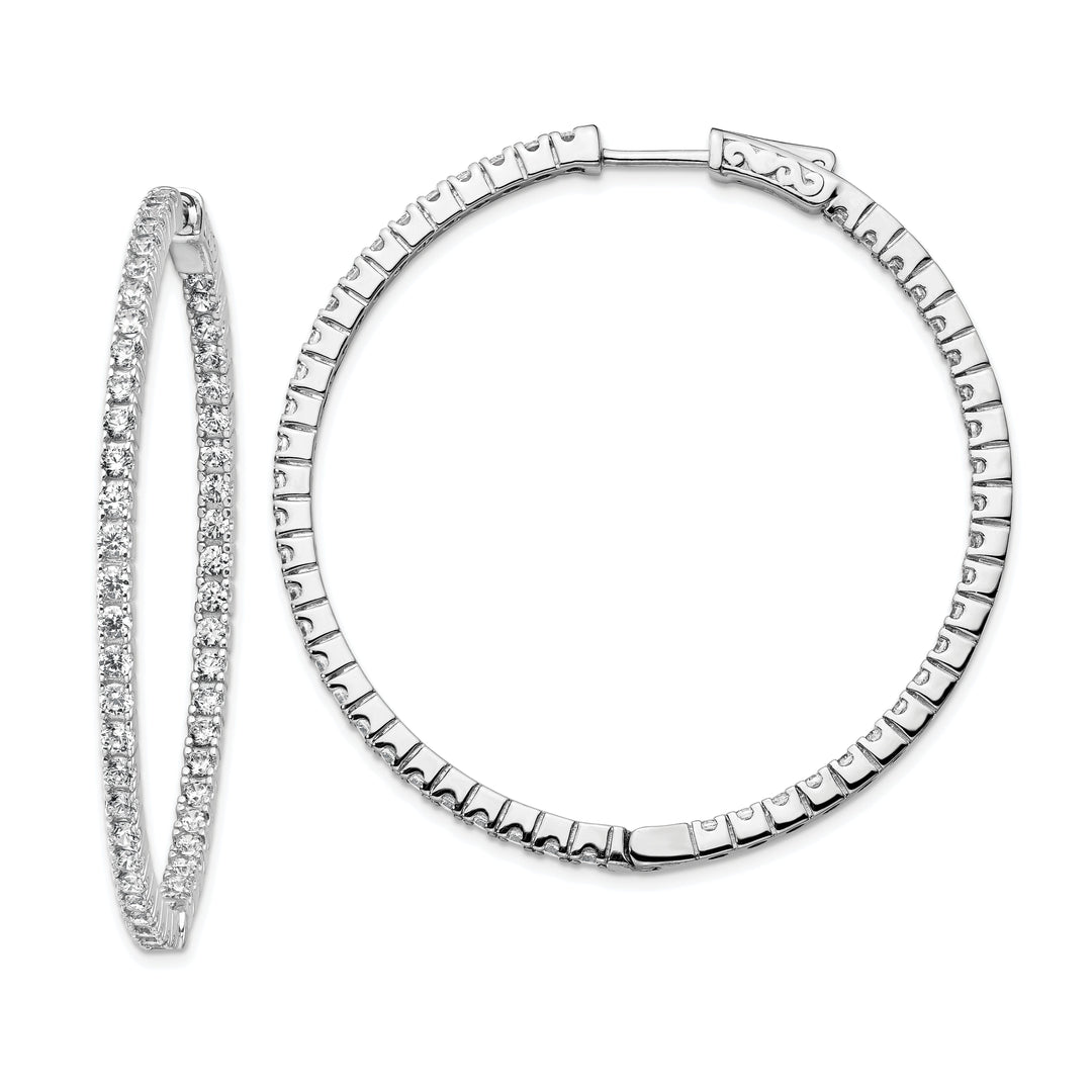 Sterling Silver CZ In and Out Hoop Earrings