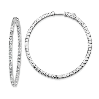 Sterling Silver CZ In and Out Hoop Earrings at $ 150.7 only from Jewelryshopping.com