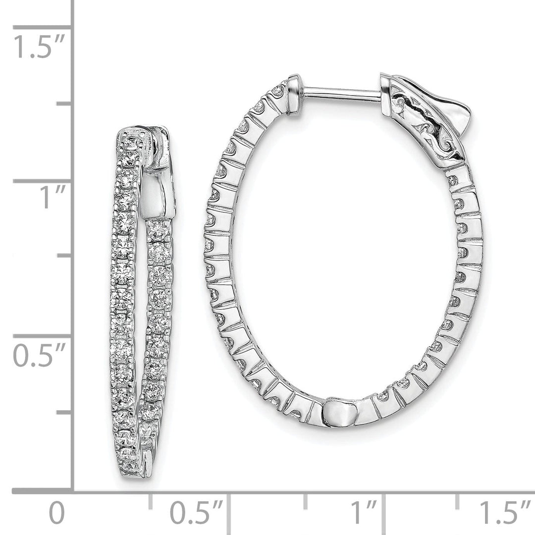 Sterling Silver CZ Oval Hoop Earrings