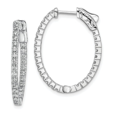 Sterling Silver CZ Oval Hoop Earrings at $ 96.41 only from Jewelryshopping.com