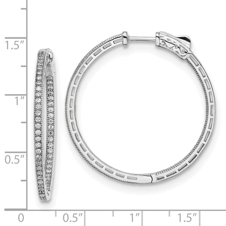 Sterling Silver CZ In and Out Hoop Earrings