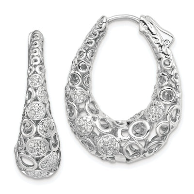 Sterling Silver Accent Pave Oval Hoop Earrings at $ 155.69 only from Jewelryshopping.com