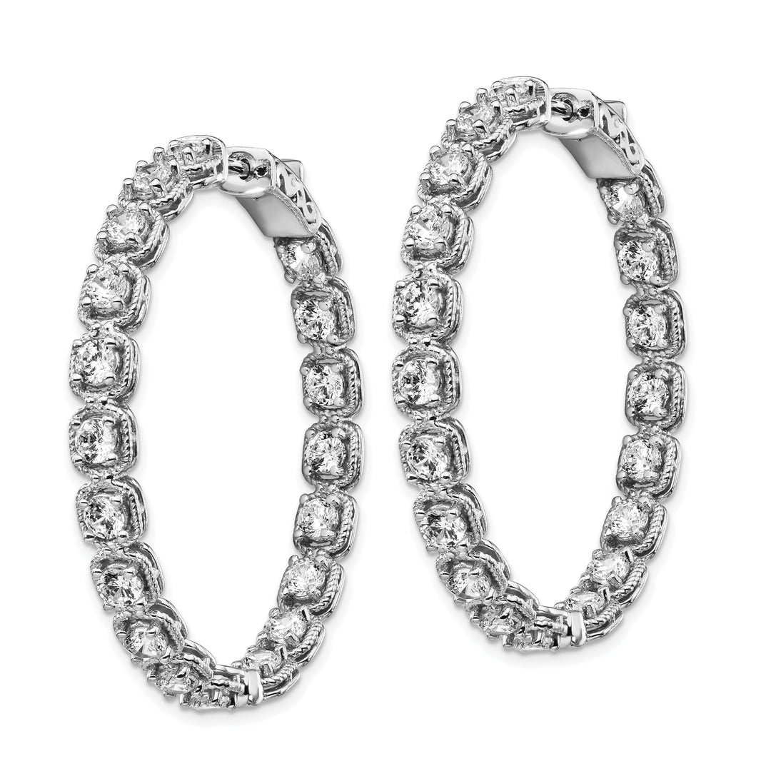 Sterling Silver CZ In and Out Hoop Earrings