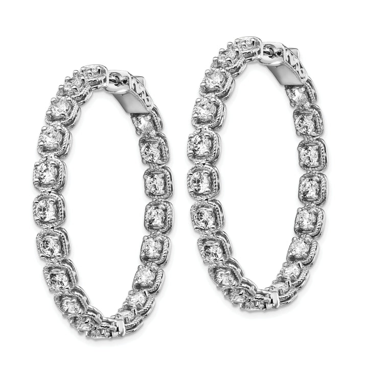 Sterling Silver CZ In and Out Hoop Earrings