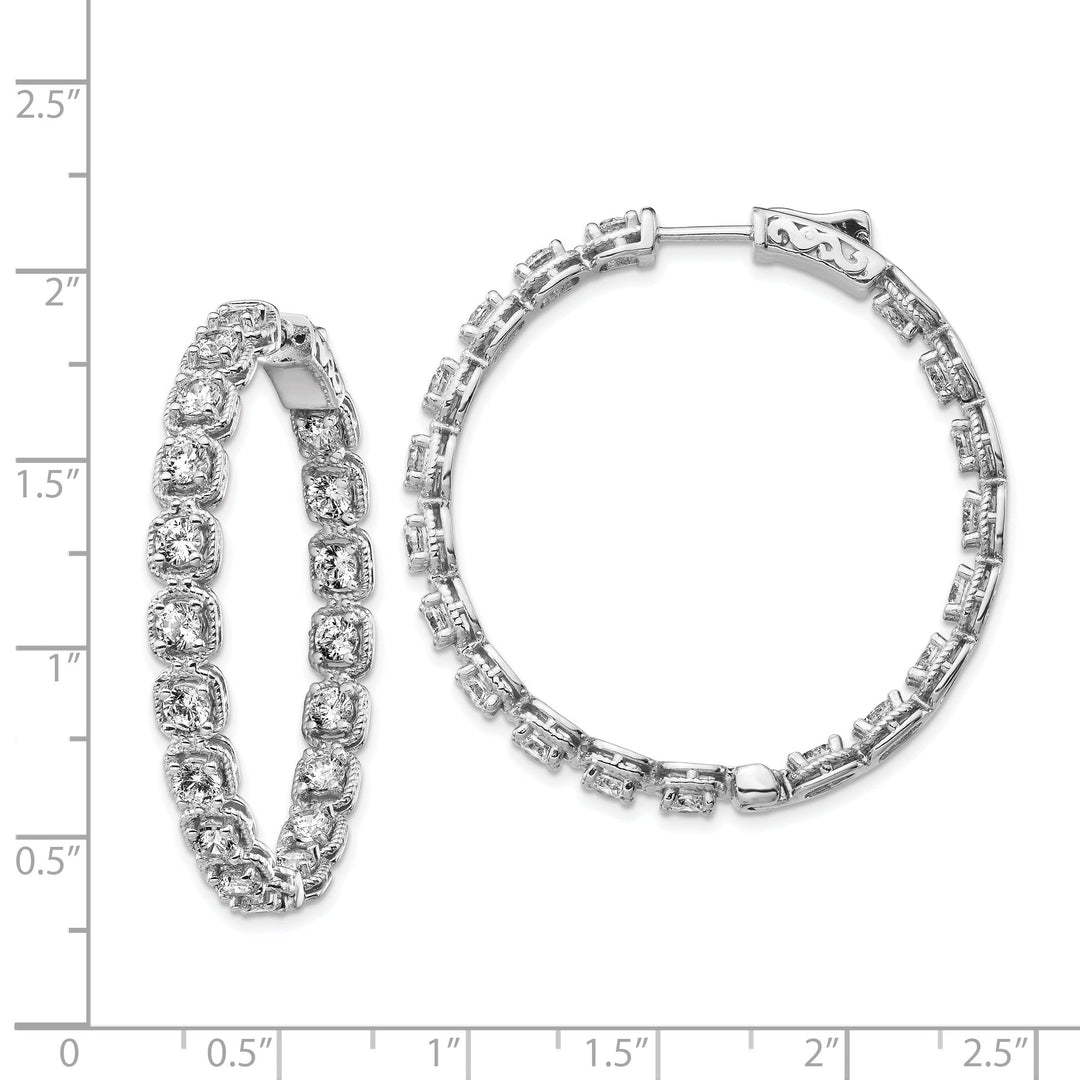 Sterling Silver CZ In and Out Hoop Earrings