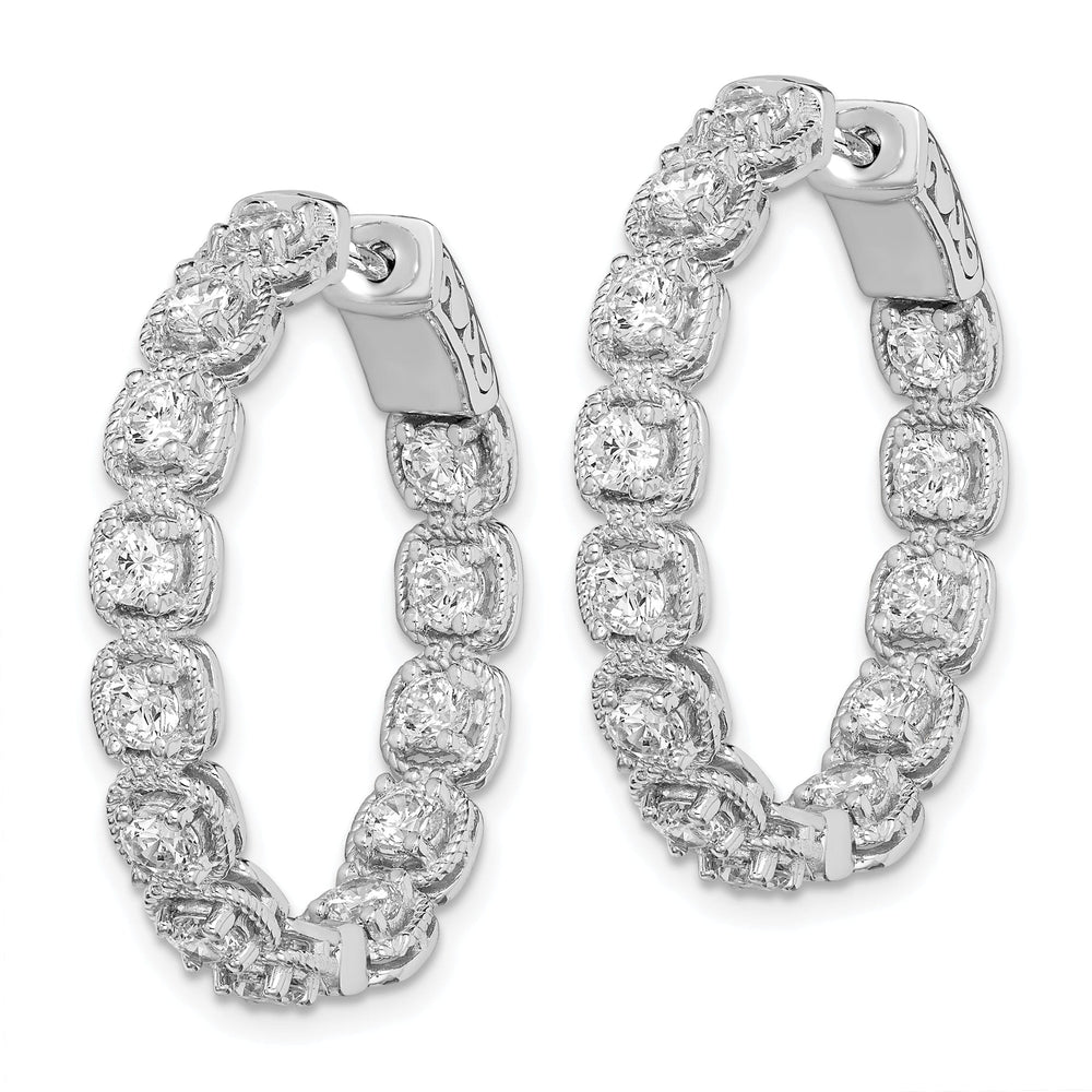 Sterling Silver CZ In and Out Hoop Earrings