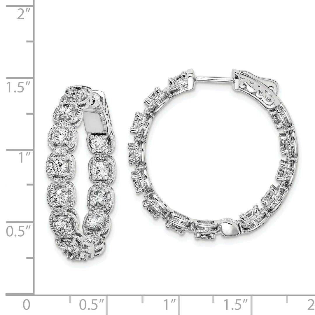 Sterling Silver CZ In and Out Hoop Earrings