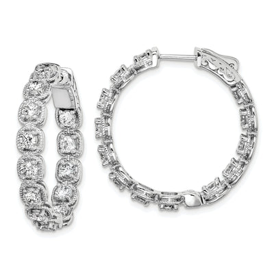 Sterling Silver CZ In and Out Hoop Earrings at $ 114.7 only from Jewelryshopping.com
