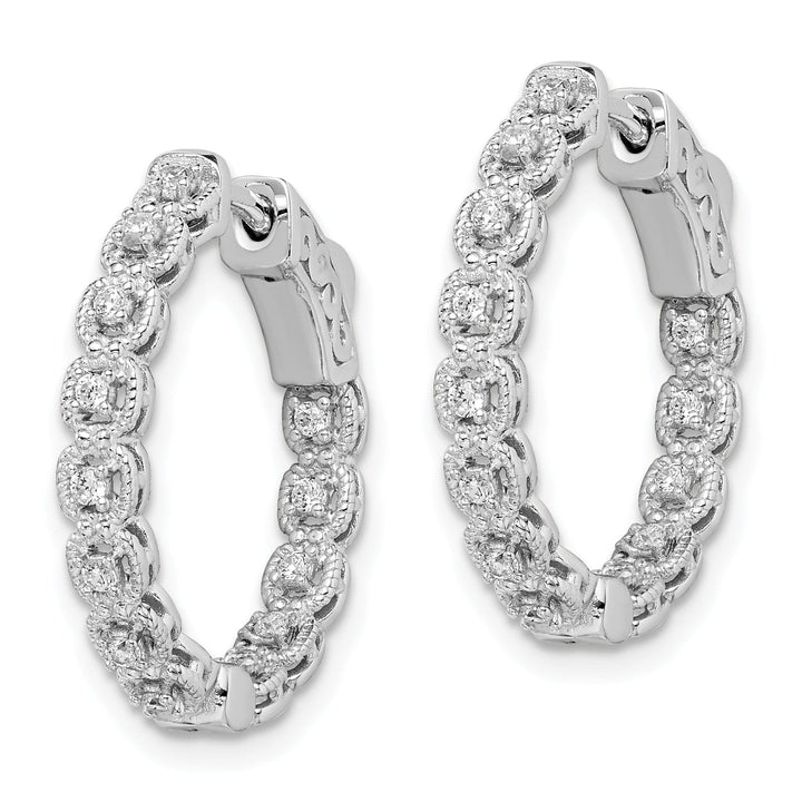 Sterling Silver CZ In and Out Hoop Earrings