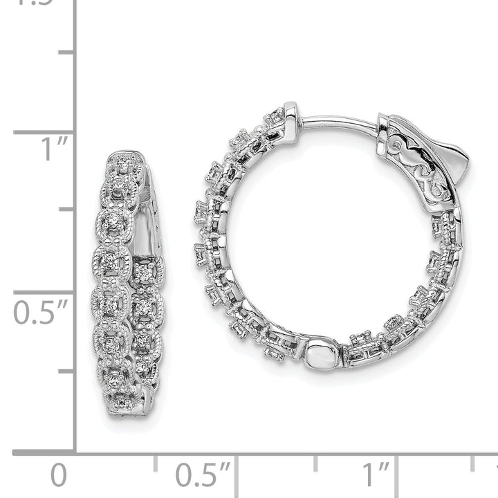 Sterling Silver CZ In and Out Hoop Earrings