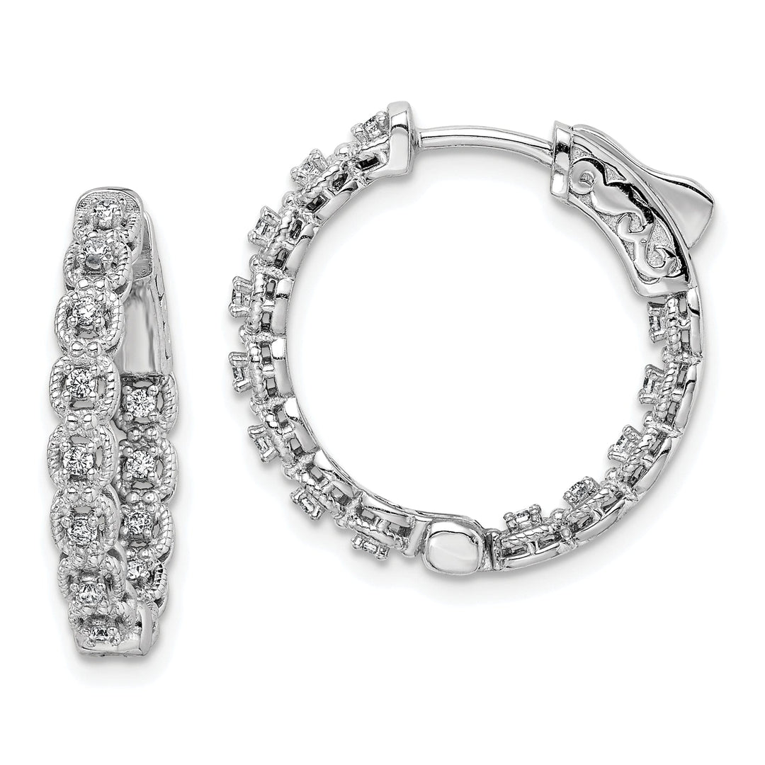 Sterling Silver CZ In and Out Hoop Earrings