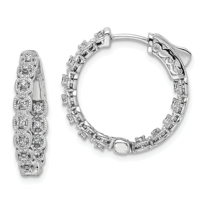 Sterling Silver CZ In and Out Hoop Earrings at $ 76.9 only from Jewelryshopping.com