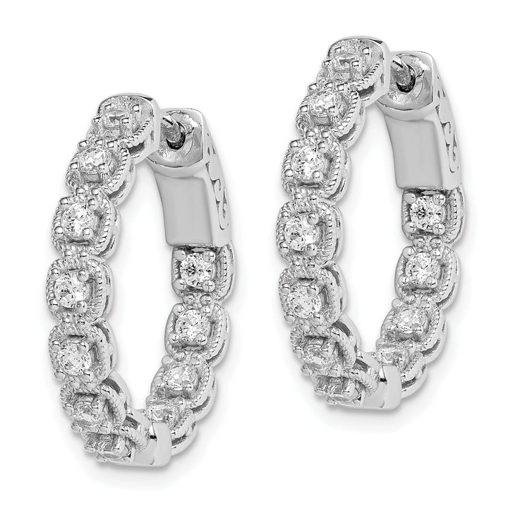 Sterling Silver CZ In and Out Hoop Earrings