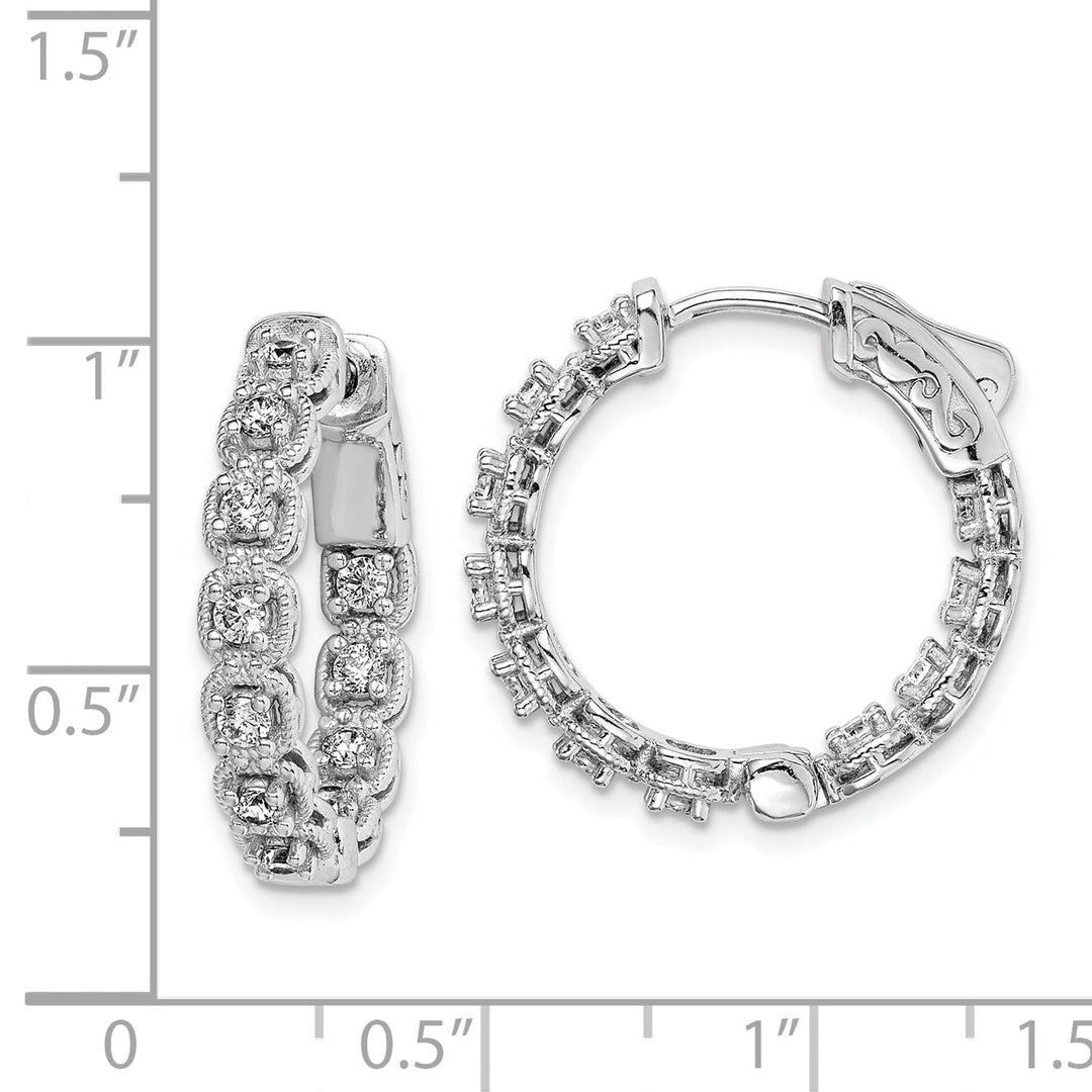 Sterling Silver CZ In and Out Hoop Earrings