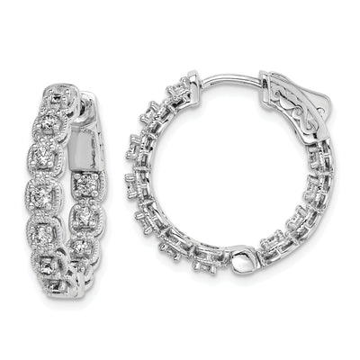 Sterling Silver CZ In and Out Hoop Earrings at $ 87.78 only from Jewelryshopping.com