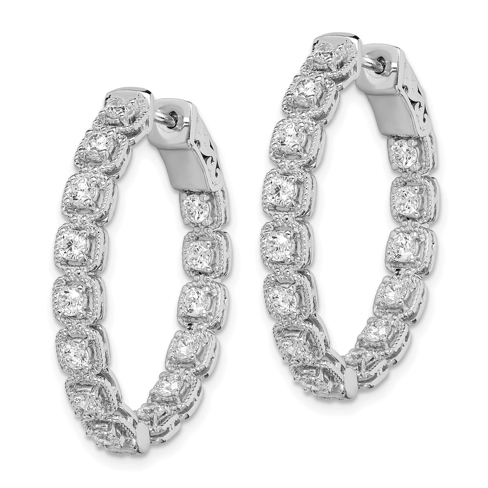 Sterling Silver CZ In and Out Hoop Earrings