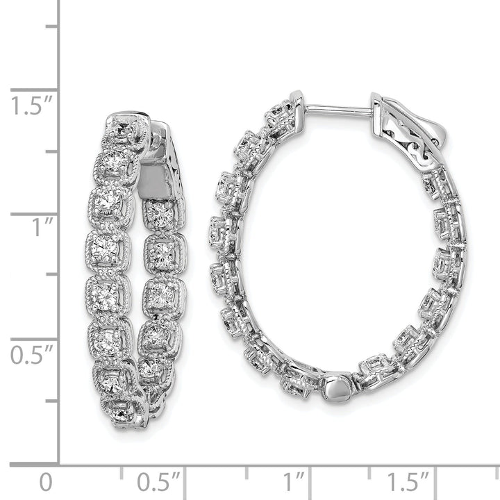 Sterling Silver CZ In and Out Hoop Earrings