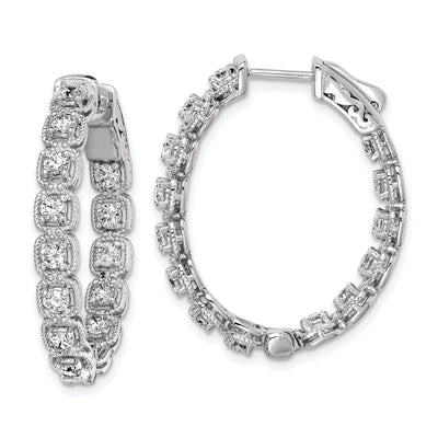 Sterling Silver CZ In and Out Hoop Earrings at $ 110.5 only from Jewelryshopping.com