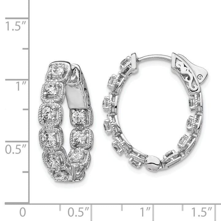 Sterling Silver CZ Oval Hoop Earrings