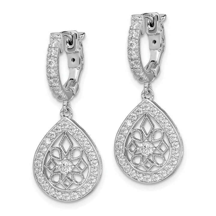 Sterling Silver Hoop Teardrop Snowflake Earrings