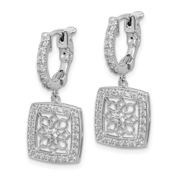 Sterling Silver Hoop Square Snowflake Earring