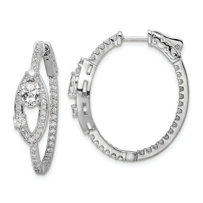 Sterling Silver Oval In/Out Hoop Earrings at $ 108.4 only from Jewelryshopping.com