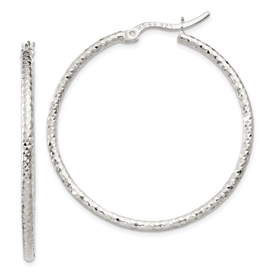 Silver D.C Hollow Large Hoop Wire Cluch Earring