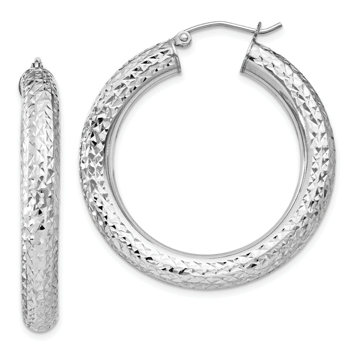 Silver D.C Hollow Hoop Hinged Back Earrings