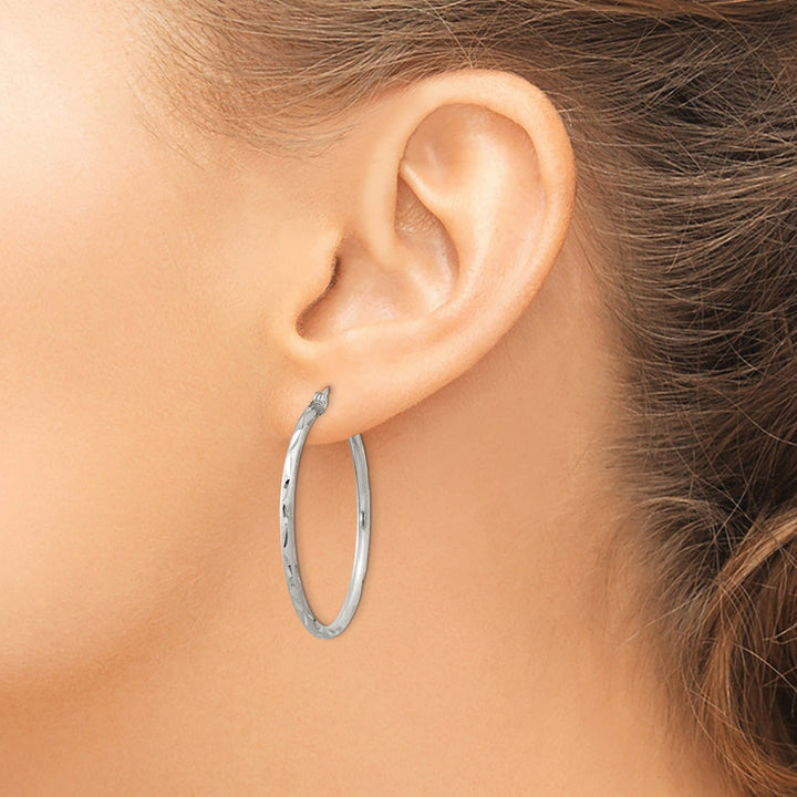 Sterling Silver Polished Hinged Hoop Earrings