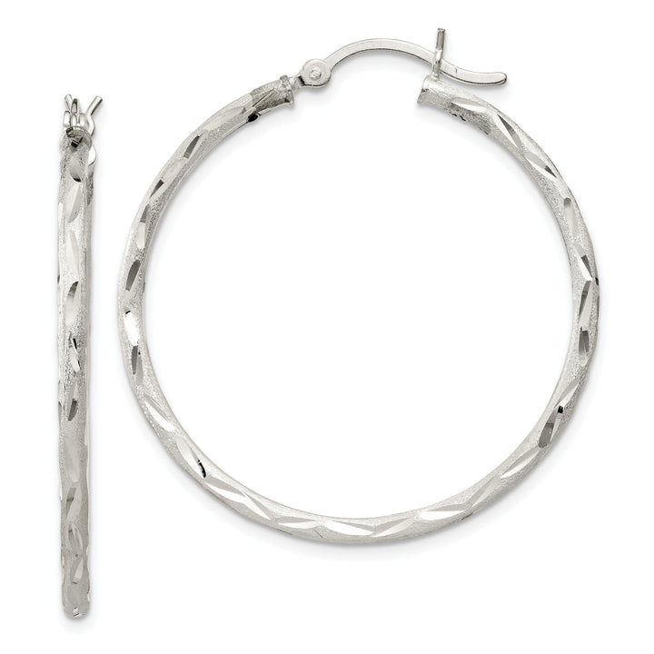 Sterling Silver Polished Hinged Hoop Earrings