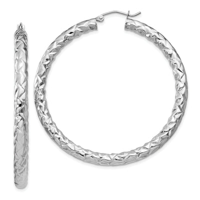 Silver Polished Textured Hinged Hoop Earrings at $ 68.8 only from Jewelryshopping.com