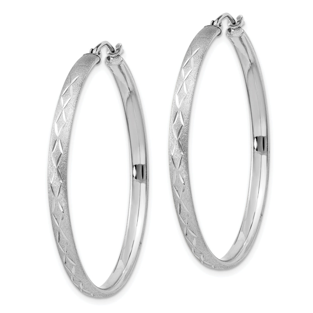 Silver Polished Textured D.C Hinged Hoop Earrings