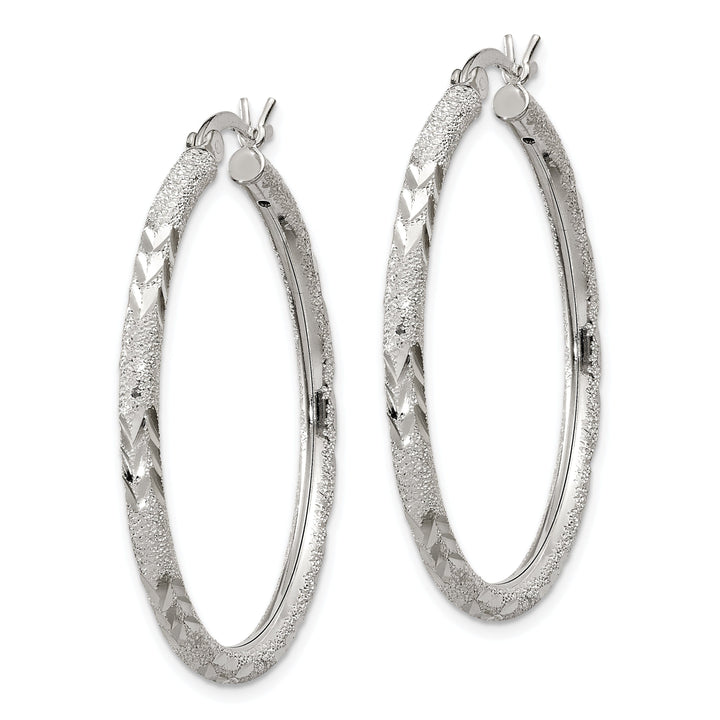 Silver Polished D.C Hollow Hinged Hoop Earrings