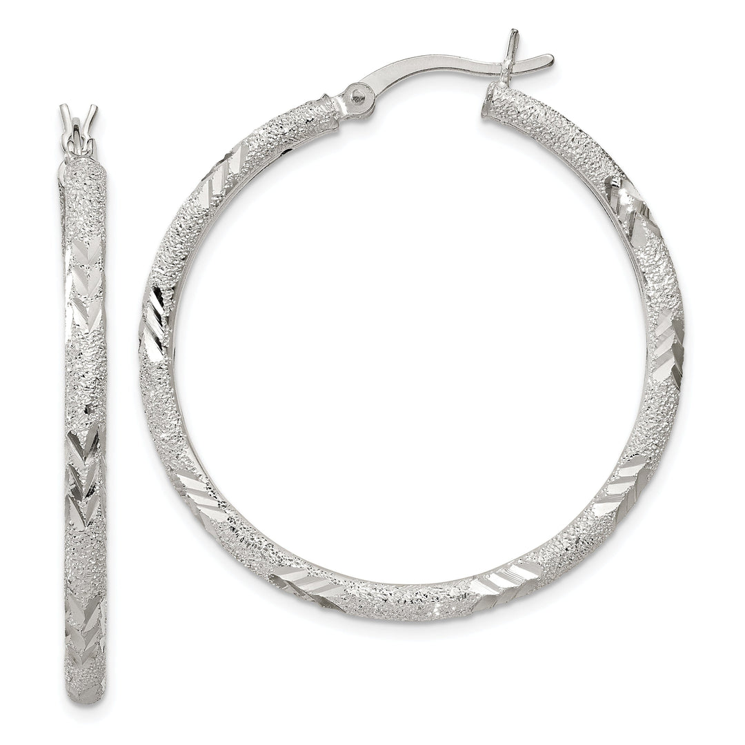 Silver Polished D.C Hollow Hinged Hoop Earrings