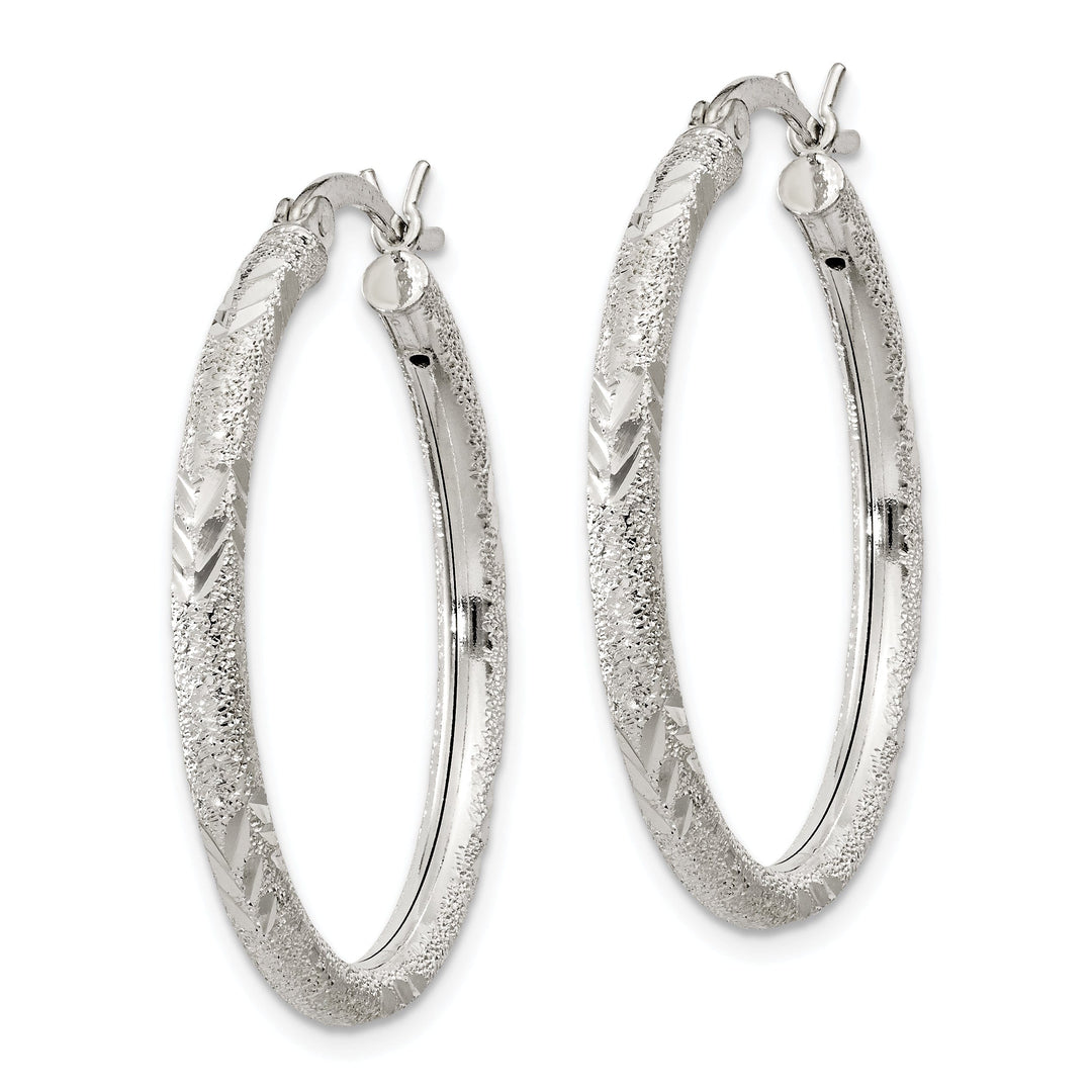 Silver Polished D.C Hollow Hinged Hoop Earrings