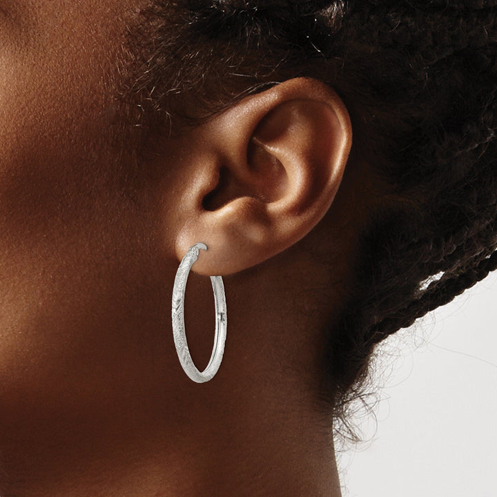 Silver Polished D.C Hollow Hinged Hoop Earrings