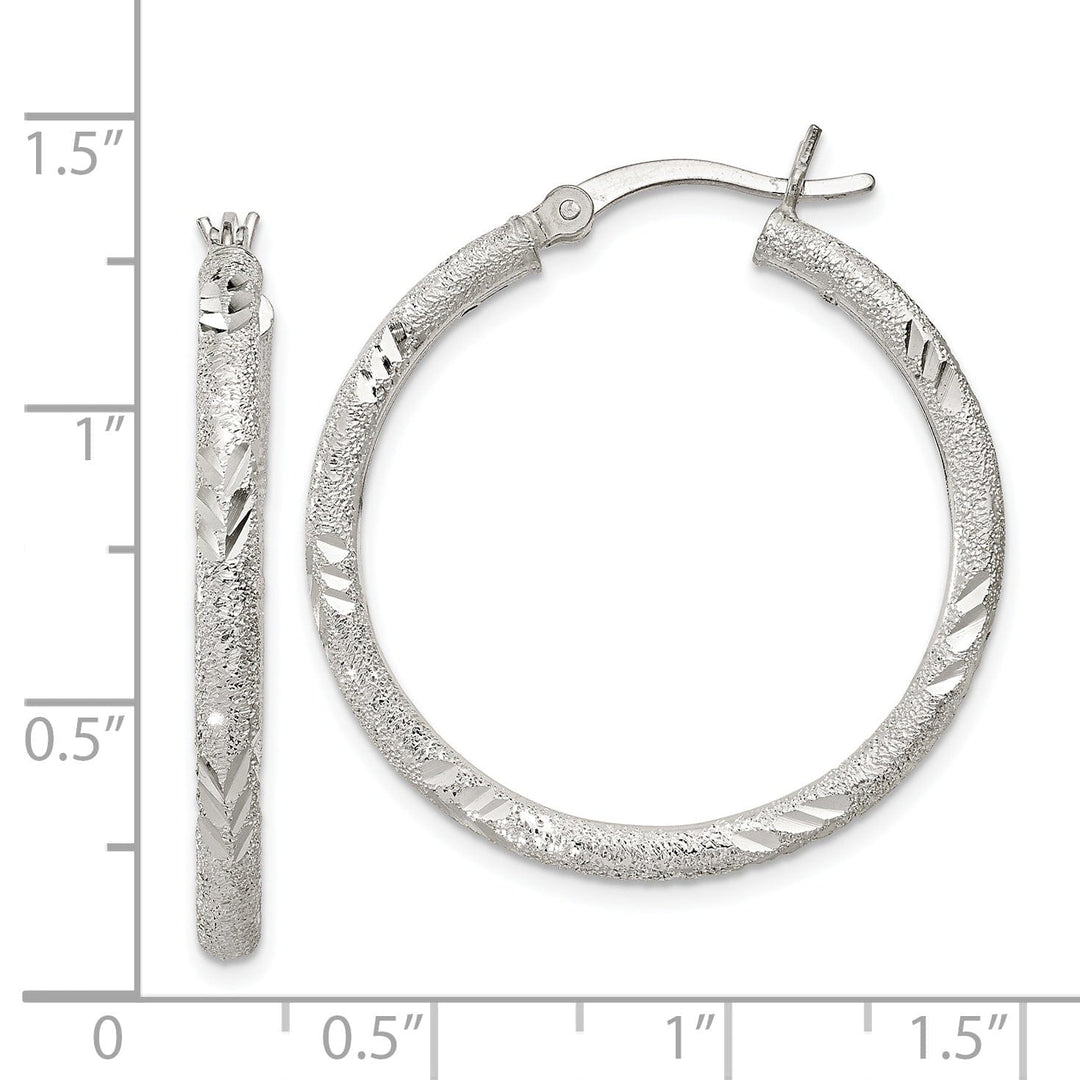 Silver Polished D.C Hollow Hinged Hoop Earrings