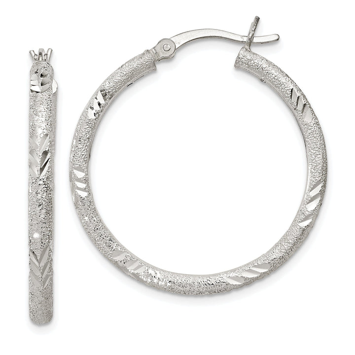 Silver Polished D.C Hollow Hinged Hoop Earrings