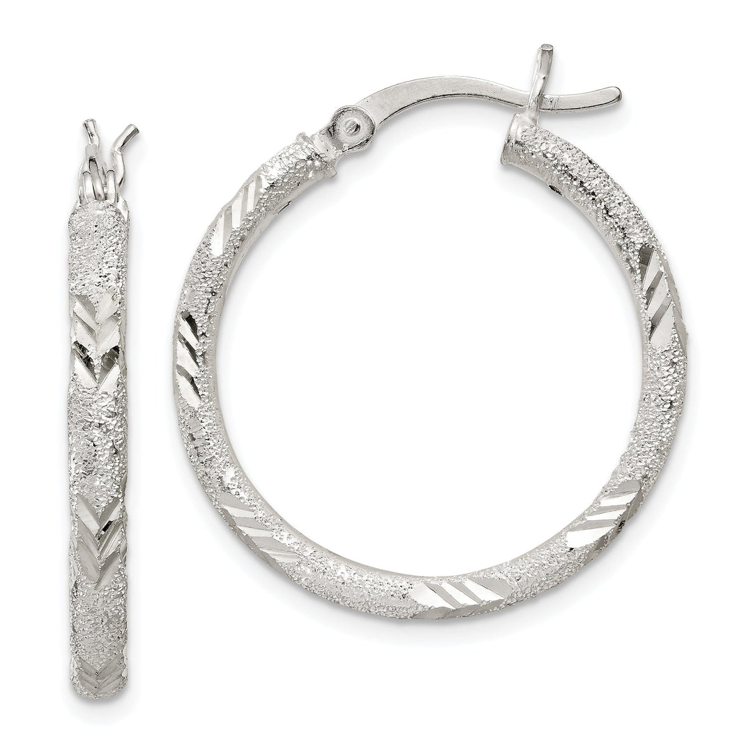 Silver Polished D.C Hollow Hinged Hoop Earrings