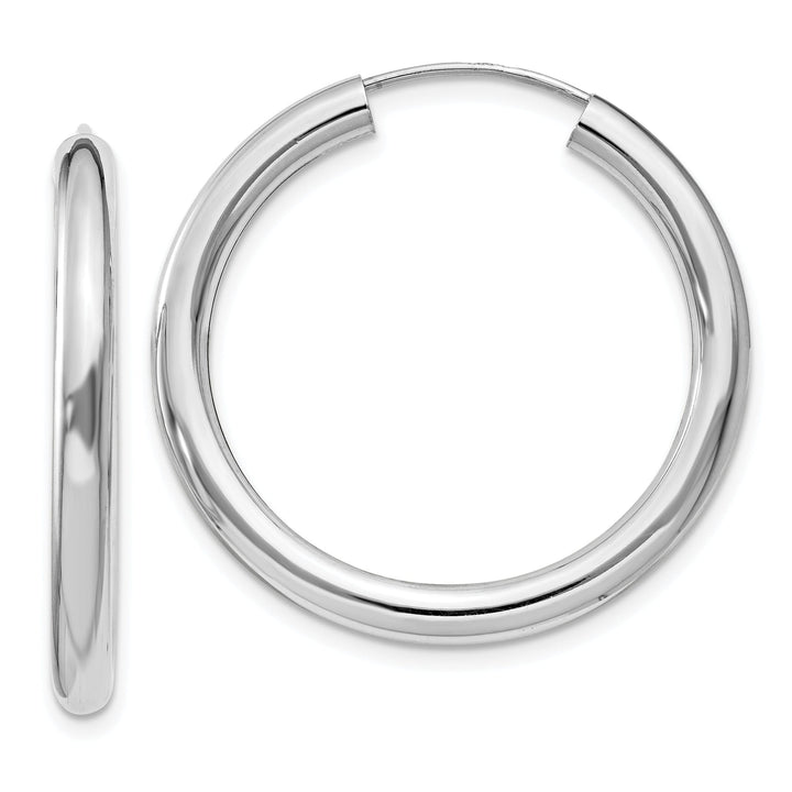 Silver Hollow Endless Tube Hoop Earrings 3mmx30mm