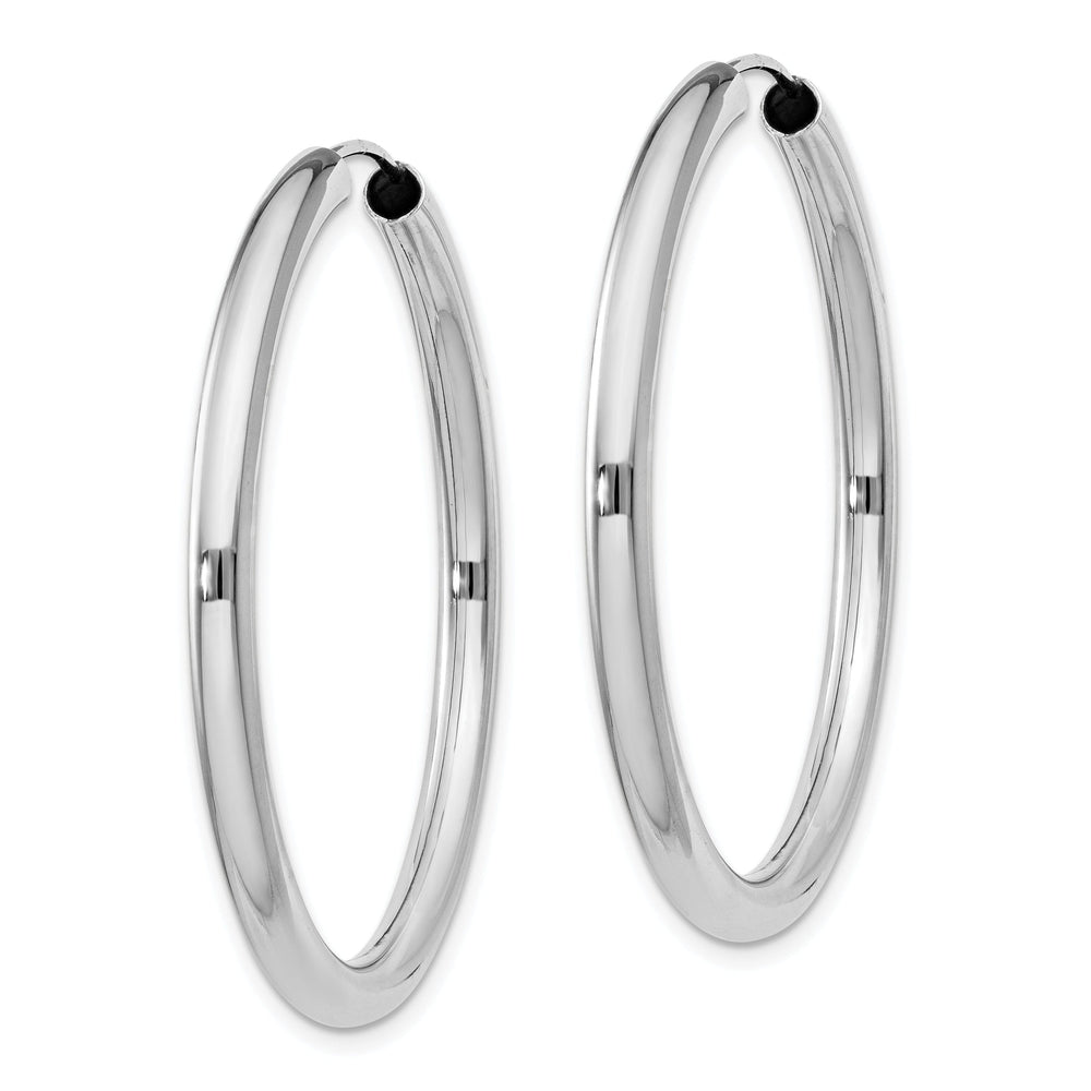 Silver Hollow Endless Tube Hoop Earrings 3mmx40mm