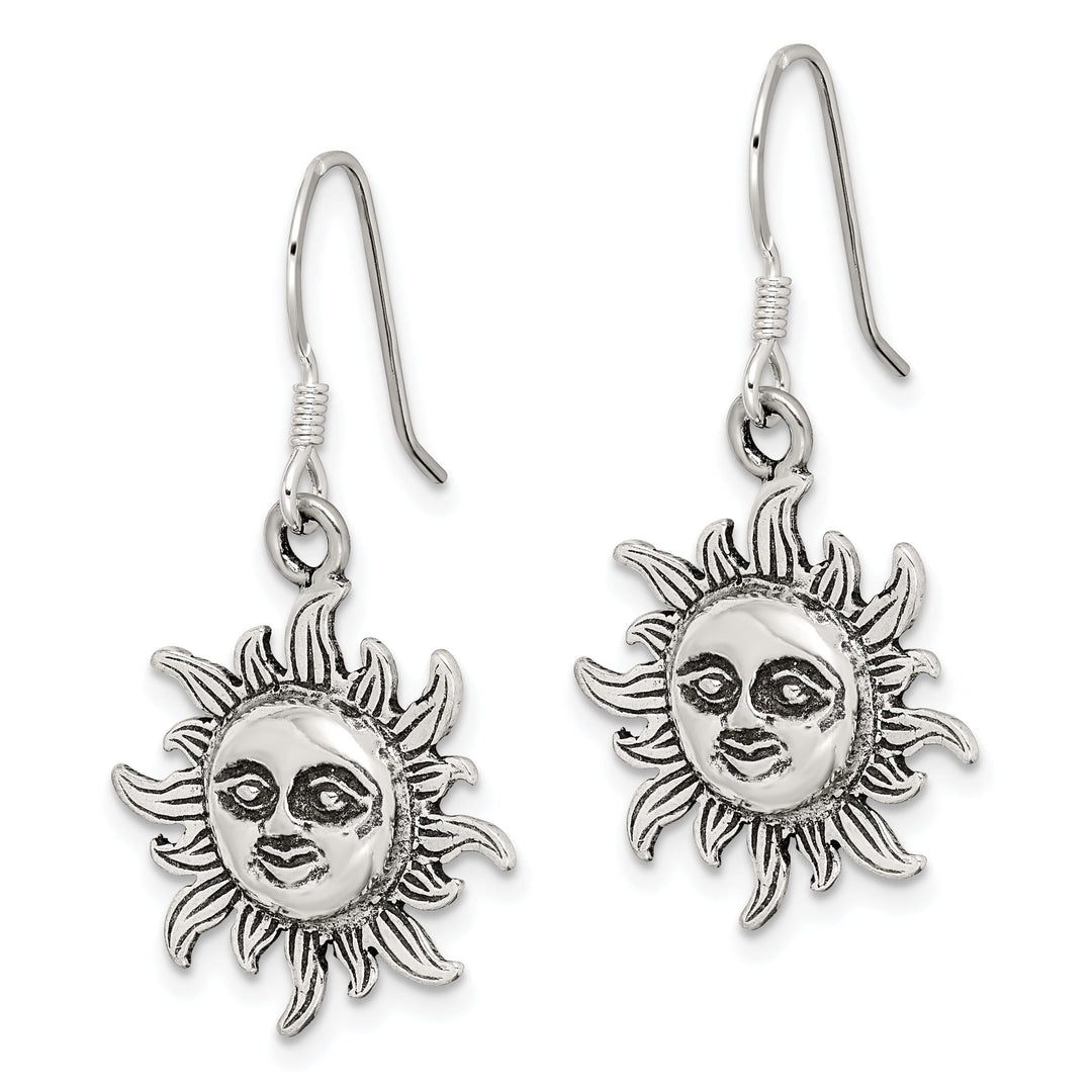Sterling Silver Celestial Dangle Hook Earrings