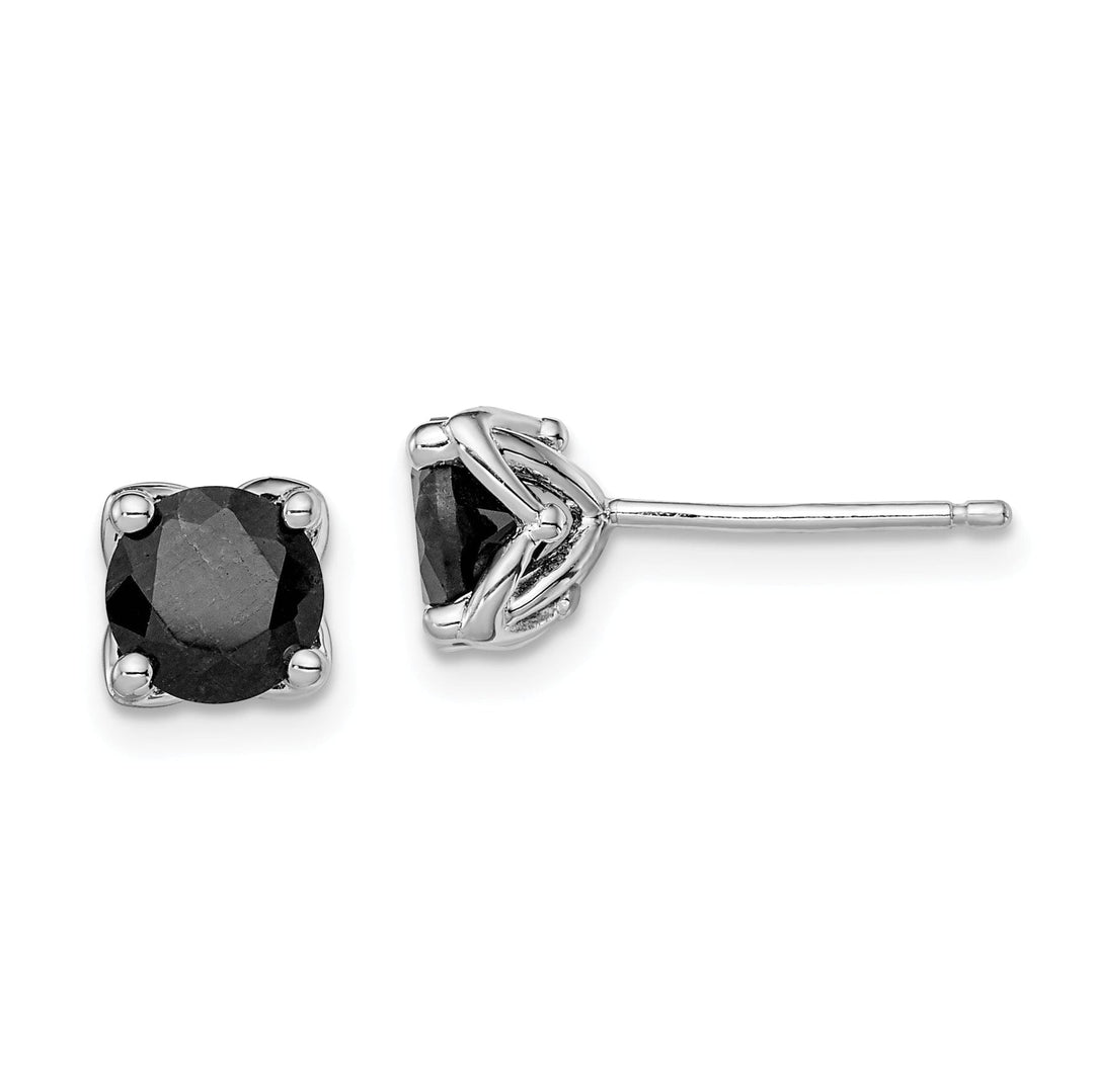 Silver Polished Black Sapphire Post Earrings