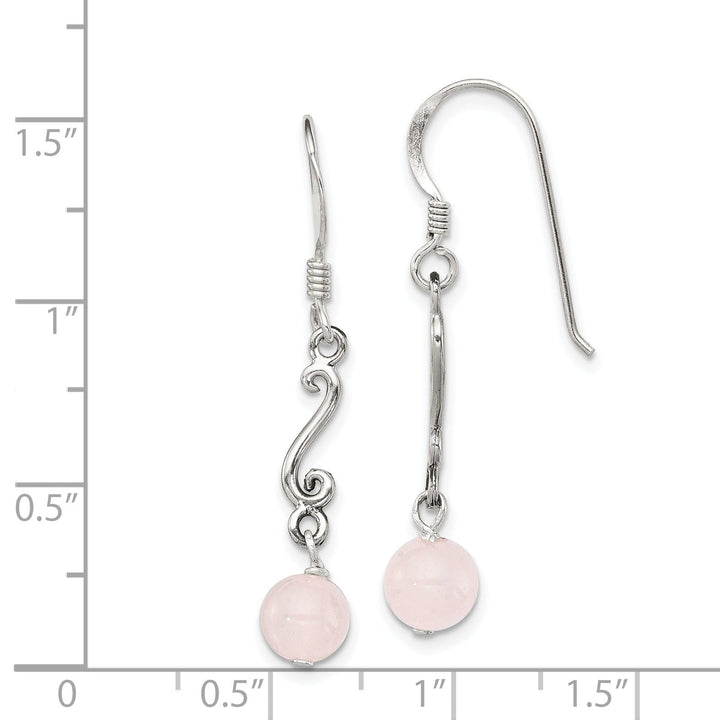 Silver Rose Quartz Antiqued Dangle Earrings