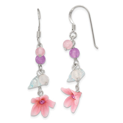 Silver Amethyst Agate Blue Topaz Flower Earring at $ 20.85 only from Jewelryshopping.com