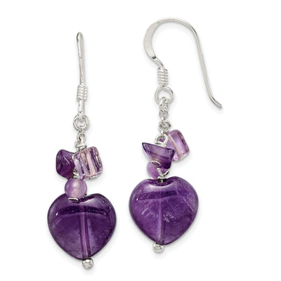 Silver Genuine Amethyst Heart Dangle Earrings at $ 33.83 only from Jewelryshopping.com