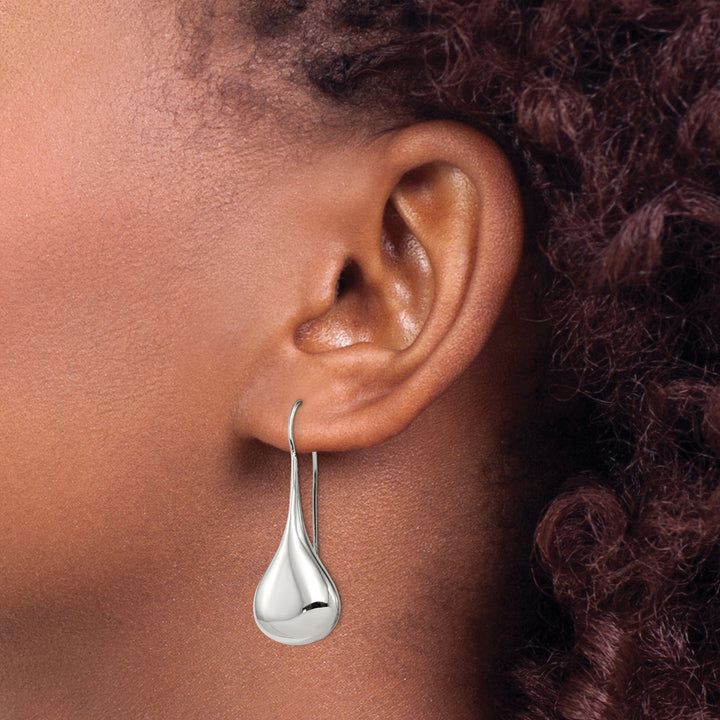 Silver French Wire Tear Drop Dangle Earrings
